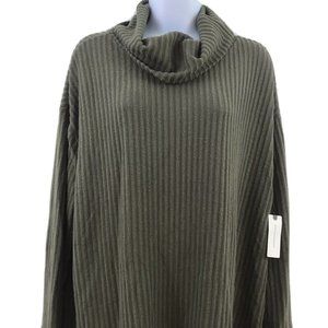 Anthropologie MaEve RIbbed Cowl Neck Sweater Med Knit Lightweight Olive (A5)